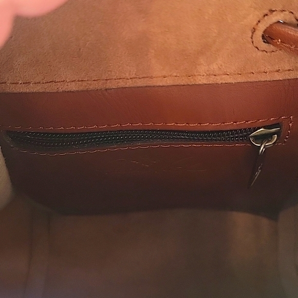 Patricia Nash Leather Saracena Flap Vintage Travel Sticker Drawstring Backpack - Picture 5 of 7